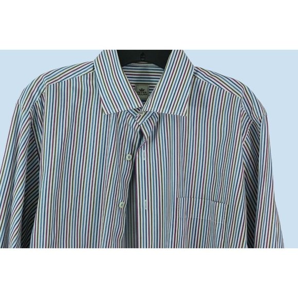 PETER MILLAR MENS MULTI COLOR STRIPED LONG SLEEVE BUTTON DOWN COLLARED SHIRT M - Picture 9 of 10